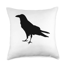 Raven Crow - Black Bird Silhouette - Funny Bird Lover Gift Throw Pillow