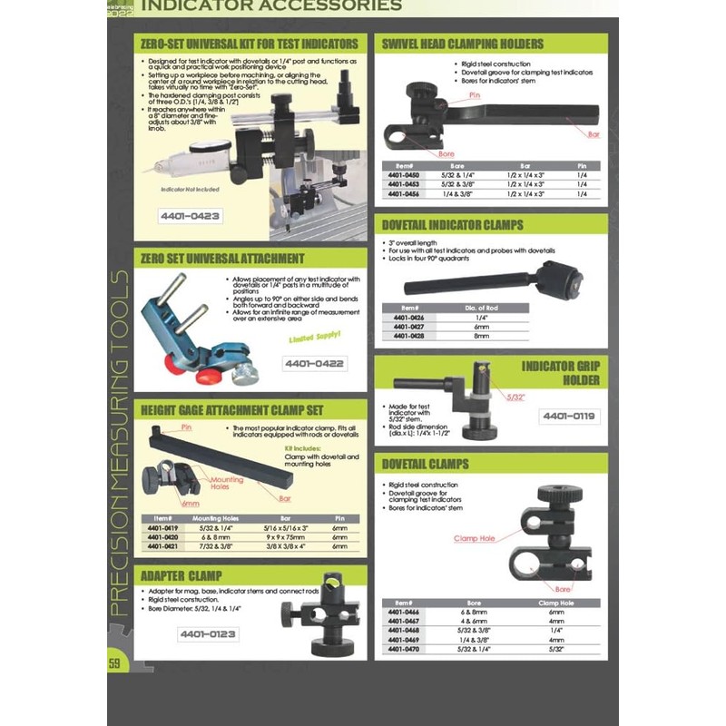 HHIP 4400-0013 2 Piece Test Indicator with 0.0005" Resolution and