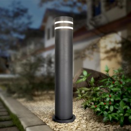 ASD 24 Inch Round Bollard Light Fixture | 60W E26 Socket 120V | Dimmable, Waterproof, LED/CFL/Incandescent Bulbs Compatible, ETL Listed | Outdoor Floor Lantern, Landscape Post Lighting | Black