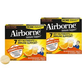 Airborne (2 PK)  Airborne 1000mg Vitamin C For Immune Support (Orange Flavor) EXP 5/26