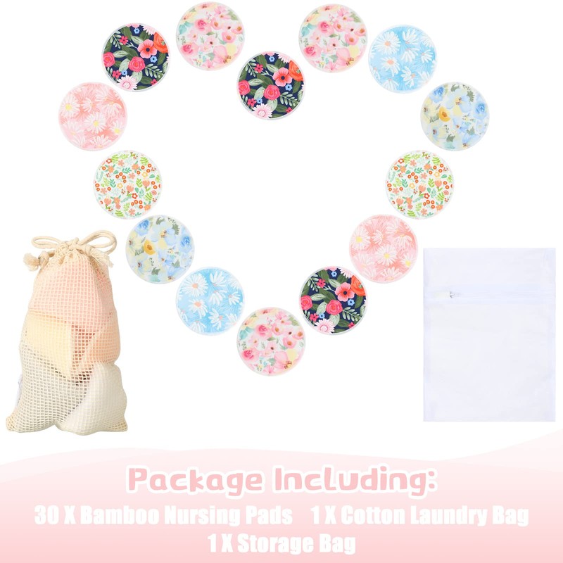 Sosation 30 Pcs Reusable Breast Pads Nursing Covers with Wet
