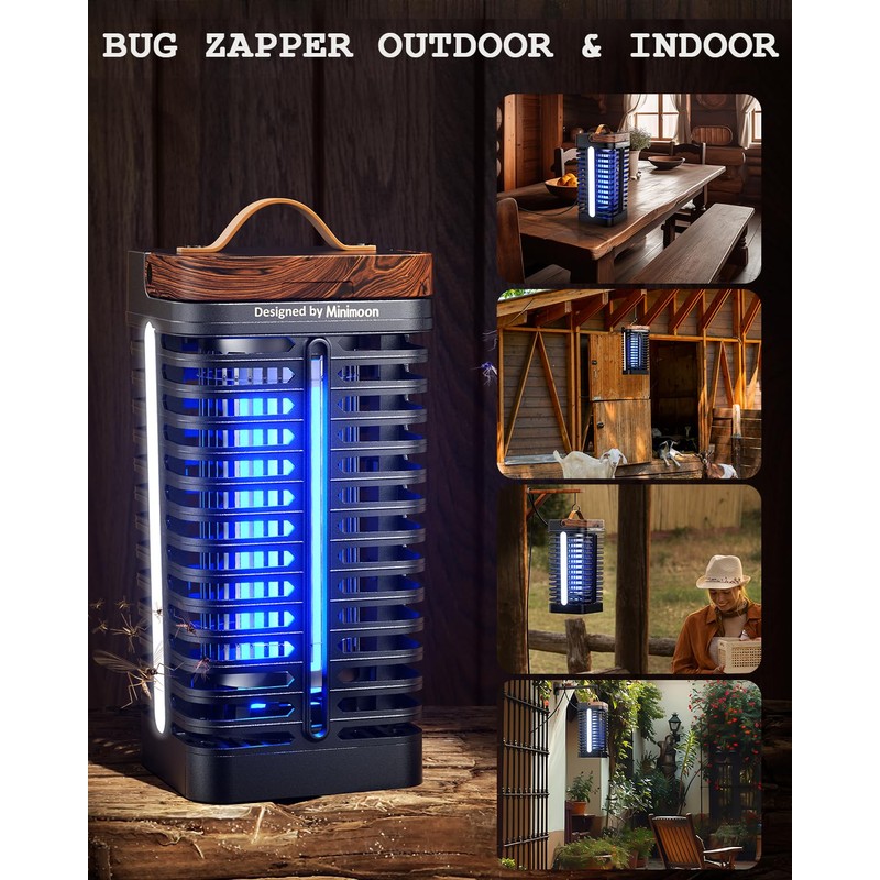 Minimoon Bug Zapper Outdoor with Dual LED Lights, 15W Mosquito