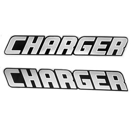 Charger Boat Raised Decals U14253-01 | Silver Logo Stickers (Set of 2)