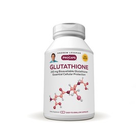ANDREW LESSMAN Glutathione 250 mg - 120 Capsules - Powerful Antioxidant, Reduces Oxidative Stress. Bioavailable, Protects Cells, Tissues, Organs. Supports Immune Health. Easy-to-Swallow Capsules.