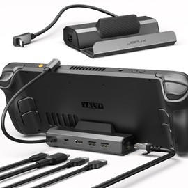 JSAUX Upgraded Docking Station 4K@120Hz for Steam Deck OLED/ROG Ally X/Legion Go/MSI Claw, 5-in-1 Steam Deck Dock with HDMI 2.1, 100Mbps Ethernet, USB 2.0 and 100W Charge for Steam Deck LCD-HB0602