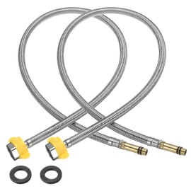 sourcing map 2Pcs 31" Faucet Supply Lines Connector Stainless Steel Braided Long Faucet Connector G1/2 Female Compression Thread x M10 Male Connector for Kitchen Sink Bathroom (Silver)