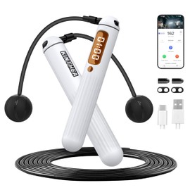 KINTHEA 2 in 1 Smart Jump Rope, APP Control & Data Record, Cordless Jumping Rope with Counter for Women, Men, All Age, Adjustable Skipping Rope for Cardio Fitness in Limited Home Space & Outdoor