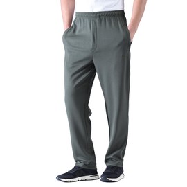 Zoulee New Men's Classic Drawstring-Waist Jogger Pants Sweatpants with Zipper Fly Charcoal Gray L