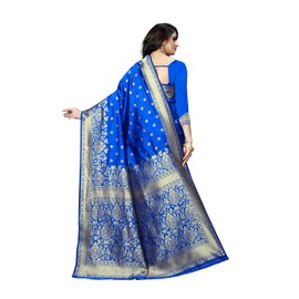C J Enterprise Women's Kanjivaram Silk Sari Pure Banarasi Soft Silk Sarees With Blouse Piece For Wedding (Pari100-51), Royal Blue, One size