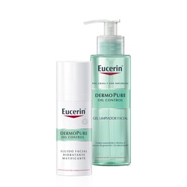 Kit Eucerin DermoPure Gel Limpiador Facial, 200 ml  Fluido Facial Hidratante Matificante para piel grasa, 50 ml                                       