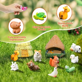 BAYMI 45Pcs Mini Resin Animals - Tiny Resin Figures, 40+ Styles of Miniature Animal Figurines for Fairy Garden, Micro Landscape & Aquarium Decor