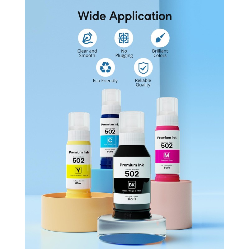 CEEBOO 502 Refill Ink Bottle Replacement for Epson 502 Ink