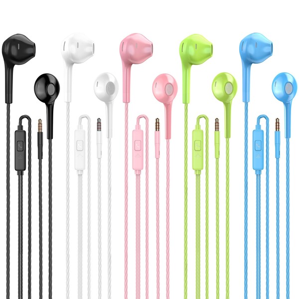 Jogteg Earbuds Headphones with Microphone Pack of 5, Noise Isolating