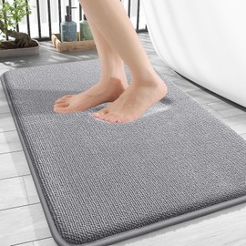 smiry Thick Memory Foam Bath Mat,50 x 75 cm,Extra Soft Absorbent Bathroom Mat,Non-Slip Quick Dry Bath Mats for Bathroom,Machine-Washable Bath Rug Foot Mat,Grey