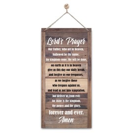Christian Decor, Lord's Prayer Hanging Sign, Decorative Wall Plaque, Rustic Door Sign with Hanging Rope, Religious Artwork, Farmhouse Door Hanger, Christian Home Wall Decor, Christian Gift