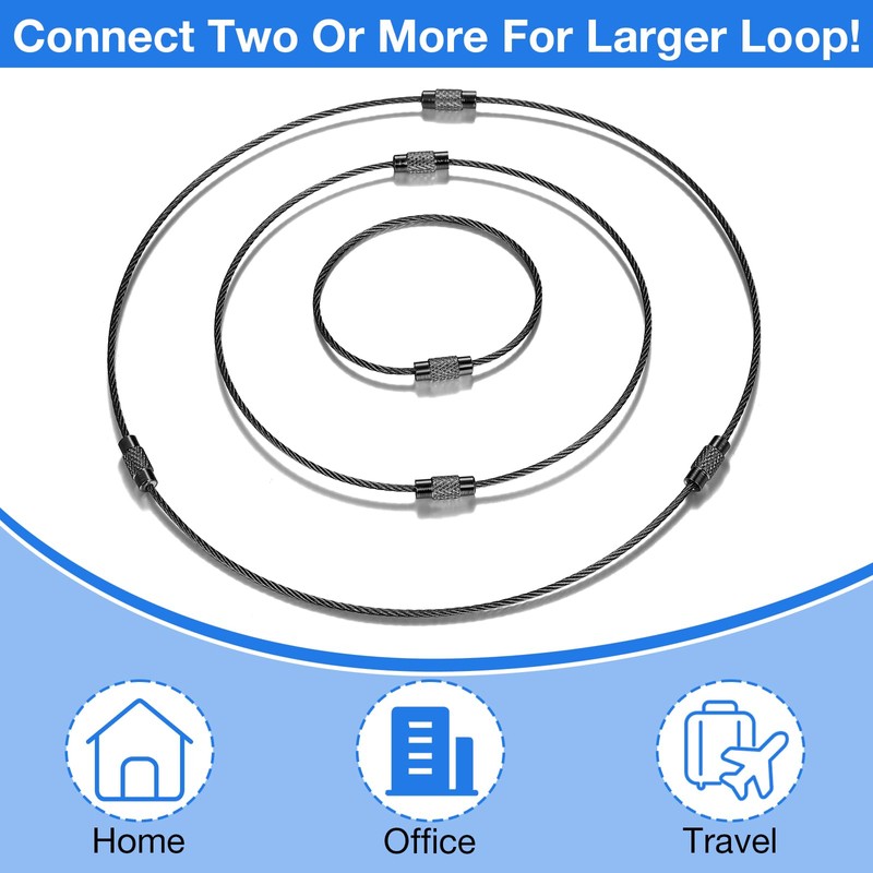 Hotop 150 Pcs Wire Keychain Cable Bulk Stainless Steel Key