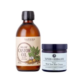 Napiers Wild Yam Cream & Organic Castor Oil Bundle - Natural Skin Care for Dry & Mature Skin - 60ml + 250ml