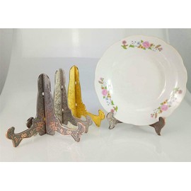 Booluee 2 Pcs Vintage Metal Easels Plate Display Stands Picture Frame Stand Holder Display Easels (Bronze, 12cm)