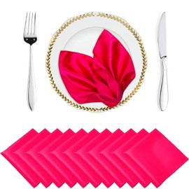mds 100 Boda 30,5 x 30,5 cm Cuadrado satén, Servilleta o Pañuelo para Boda Banquete Decoración, Color Blanco, Magenta, 1