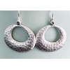 Hammered Silver Hoop on Sterling Silver Earrings Dangle