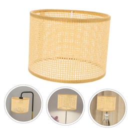 WOONEKY Hand Woven Rattan Lamp Shade Natural Rattan Cover for Gentle Light Diffusion Home Decor Accessory for Living Spaces Housewarming Present