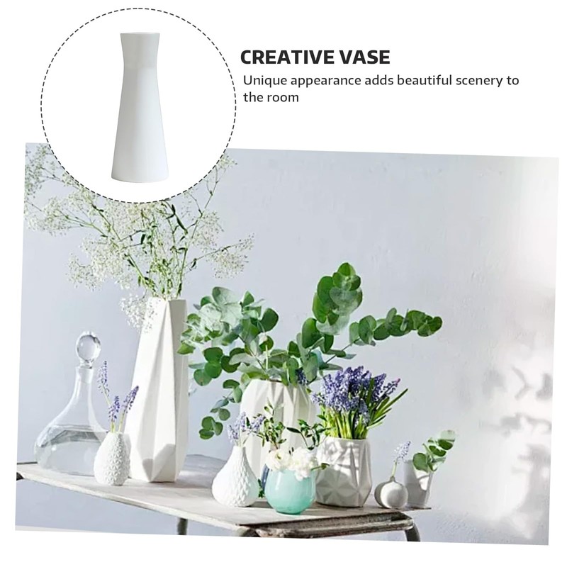 7Inch White Tall Conic Ceramic Bud Vase Empty Single Stem
