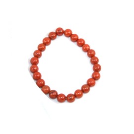 Jet International Red Jasper Round Beads Stretch Bracelet Natural Genuine Feel Better Authentic Fashion Styel Unique Gift Balancing Positive Energy Aura Gift Reiki Pouch Metaphysical Peace Gift