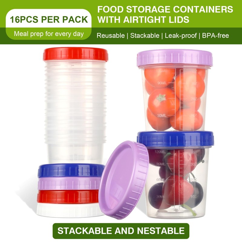 Cozary 16 Pezzi Contenitori Ermetici per Alimenti Piccoli con Graduazione,