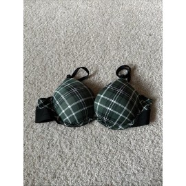 Victoria's Secret PINK Victoria’s Secret Green Plaid Wear Everywhere Super Push Up Bra 36A NWT