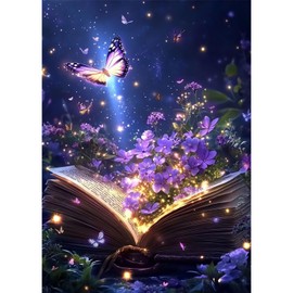 MAXBYE Diamond Paintings of Butterfly Flower Book, Magic Book Diamond Art Kits for Adults, 5D Butterfly Diamond Art Kits, Diamond Paintings for Home Décor Items, Extra 30% Diamonds, 12x16in