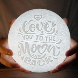 Mydethun Engraved Moon Lamp for Mother's Day Gift, 16 Colors Ideal Gift for Mom, Granny, Wife. Gift for Birthday, Christmas, and Home Decor Piece, with Remote Control and Wooden Base, 5.9 inch