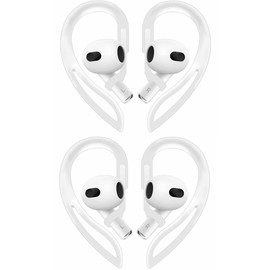 Rqker Sport Ear Hooks Compatible with AirPods 3 2021, 1 Pairs Anti Slip Anti Lost Soft Silicone Earhook Ear Loop Compatible with AirPods 3, 1 Pairs, White