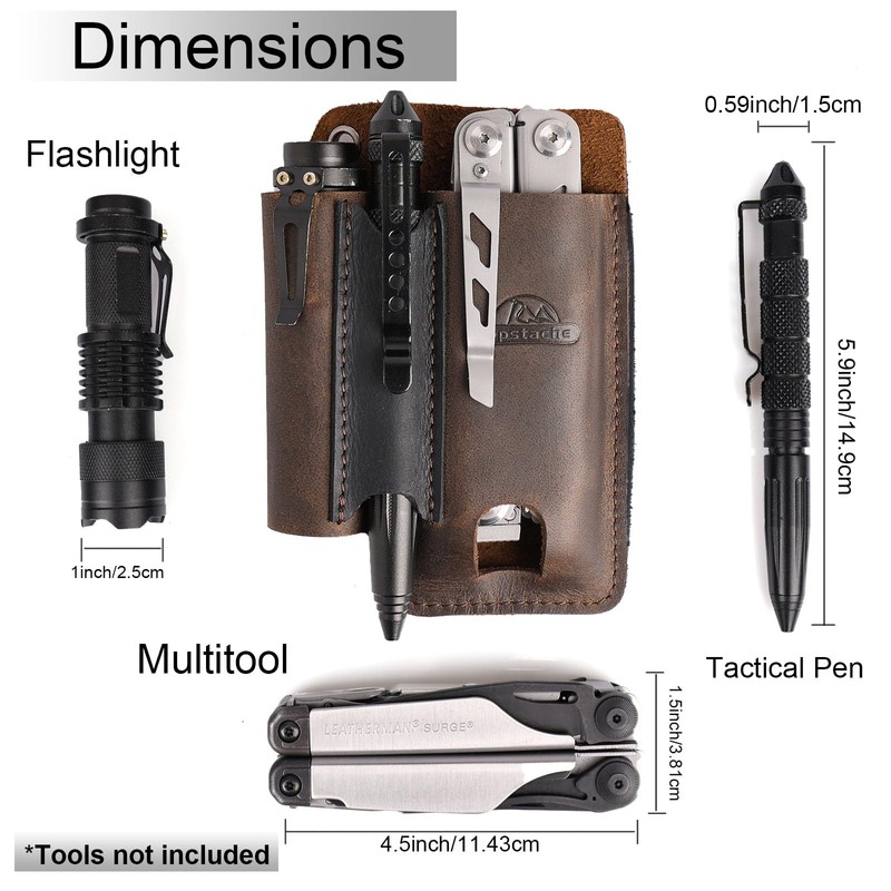 Topstache Leather Multitool Sheath with Belt Clip - Multitool Holster