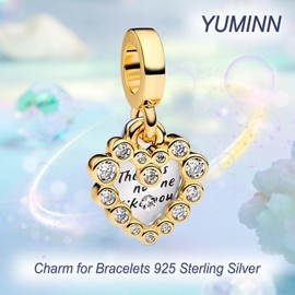 YUMINN Love Mum Charms 925 Sterling Silver for Bracelets and Necklaces Dangle Pendant Beads Jewellery Gifts for Women and Mothers, Sterling Silver, Cubic Zirconia