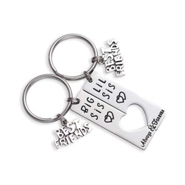 LParkin Big Sis Lil Sis Keychain Set of 2 Gift For Big Sister Little Sister Best Friends Keyring Sister Gifts From Sister Friendship Keychain Sister Keychains