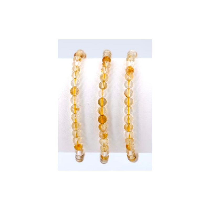 Taddart Minerals - Yellow Natural Gemstone Citrine Bracelet with 4mm