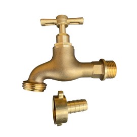 Solid Brass Outdoor Garden Tap, 1/2" BSP or 3/4" bsp Thread, for Watering/Irrigation (3/4" bsp Inlet)