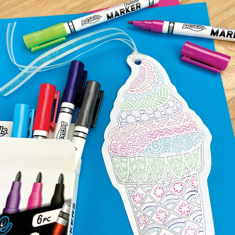 ArtSkills Metallic Markers with Color Outline, Permanent Metallic Outline Shimmer