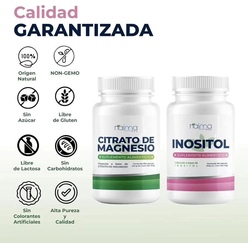 Citrato De Magnesio E Inositol 500mg - 100 Cáps. Por