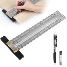 LALAGO Marking Ruler Stainless Steel T-Hole, Ultra Precision Marking T Ruler, Precision Marking, with Pencil & Leads (200 mm)