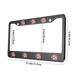 oFloral Ladybug Aluminum Alloy License Plate Frame Seven Red Ladybugs Moving in Same Direction Applicable to US Standard Car Metal Car Tag Frame Front License Plate Holder for Women Men(1 Pack)