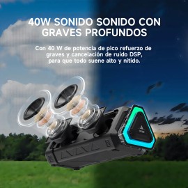 Mifa Mlove P3 Bocina Bluetooth Portátil 40W RGB IP67 USB-C 12H Negro