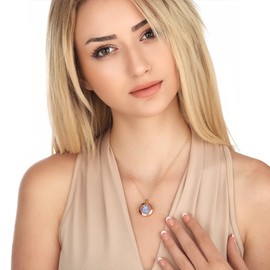 Forget-Me-Not Locket with Chain 50 cm 925 Silver 18 Carat Rose Gold-Plated Gift Set