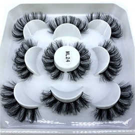 AMSDCN New 5 pairs natural false eyelashes fake lashes long makeup 3d mink lashes eyelash extension mink eyelashes for beauty (5pairs-Aml24)