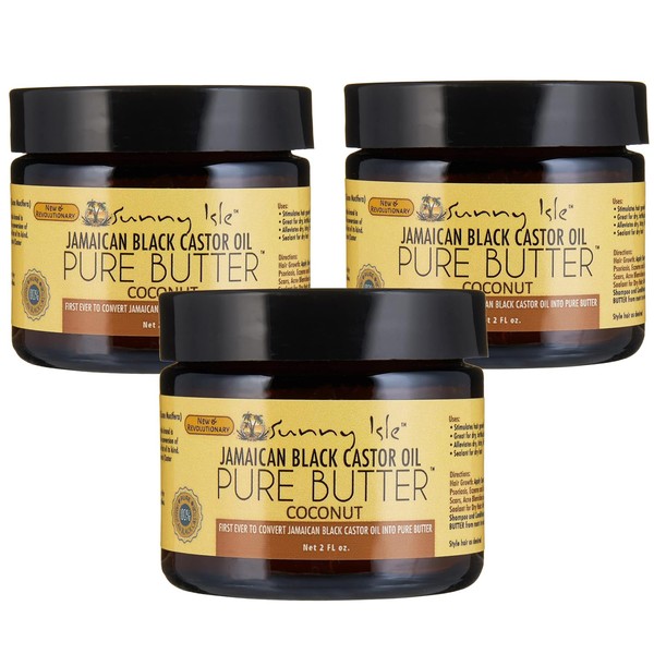 Sunny Isle Jamaican Black Castor Oil Pure Butter With Coconut 2oz (Pack of 3)