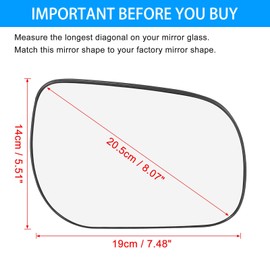 TOP-VIGOR 1-Pack Passenger Side Heated Mirror Glass Compatible with Toyota RAV4 2006 2007 2008 2009 2010 2011, Right Heated Mirror with Backing Plate, Replace 8793142890