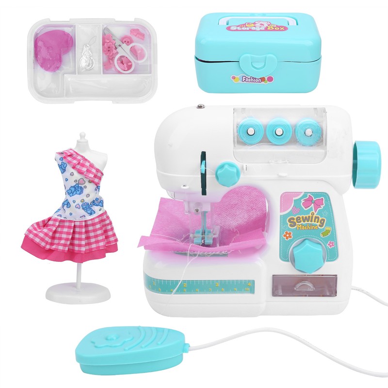Kids Sewing Machine Toy Kit Portable W/Model Tape Scissor Threader