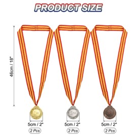 PATIKIL 2 Inch Gold Silver Bronze Award Metals, 6 Pieces Winner Award Medals 1st 2nd 3rd Prize with Neck Ribbon for Games Sports Competitions