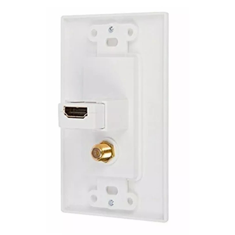 GE High Speed Ethernet HDMI Coaxial Coax White Wall Face