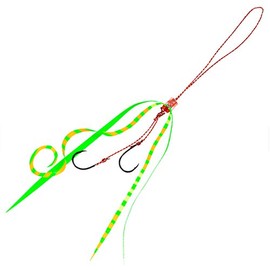 Hayabusa SE166 Musou Red Snapper Fleece Slide Tie Hook Set, Straight & Curly, No. 6, #5, Triple Chart